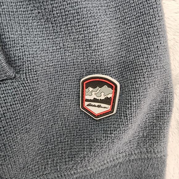 Eddie Bauer Sweater Mens XL Blue‎ Full Zip Cotton Knit Striped Jacket Preppy - Picture 2 of 10